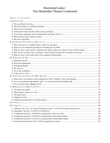 Emotional Labor: The MetaFilter Thread Condensed