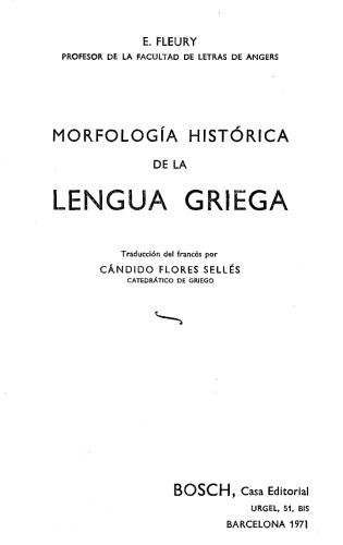 Morfología Histórica de la Lengua Griega