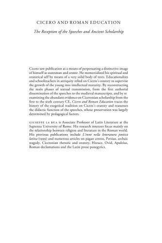 Cicero and Roman education: the reception of the speeches and ancient scholarship