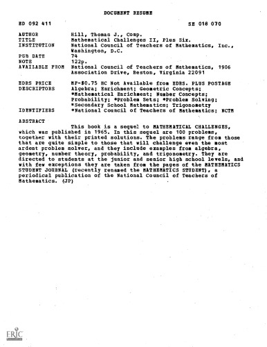 Mathematical Challenges II Plus Six