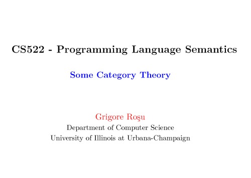 Programming Language Semantics (Lectures Slides)