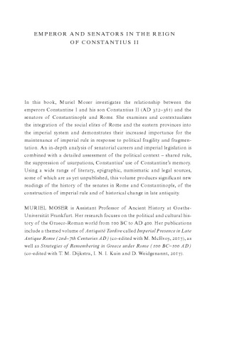 Emperor and senators in the reign of Constantius II: maintaining imperial rule between Rome and Constantinople in the fourth century AD