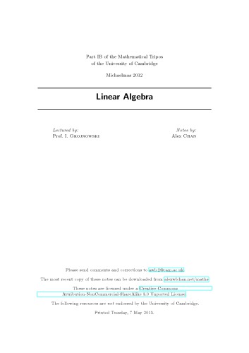 Linear Algebra (Michaelmas 2012)