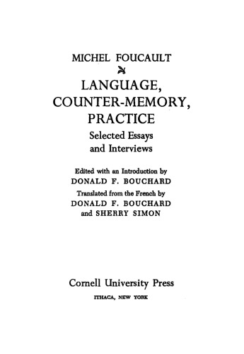 Language, Counter-Memory, Practice: Selected Essays and Interviews