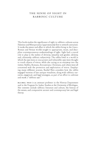 The sense of sight in rabbinic culture: Jewish ways of seeing in late antiquity