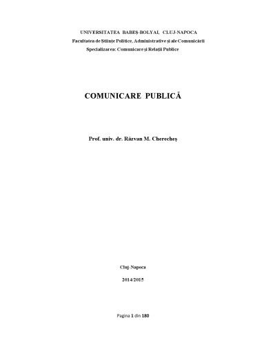 COMUNICARE PUBLICĂ