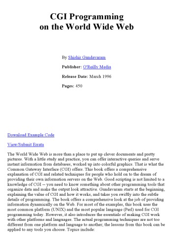 CGI Programming on the World Wide Web