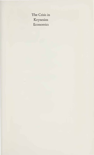 The Crisis in Keynesian Economics