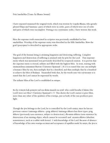 Priti Sandarbha (Bhanu Swami)