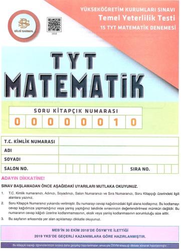 Bilgi Sarmal 15 TYT Mat Deneme 10