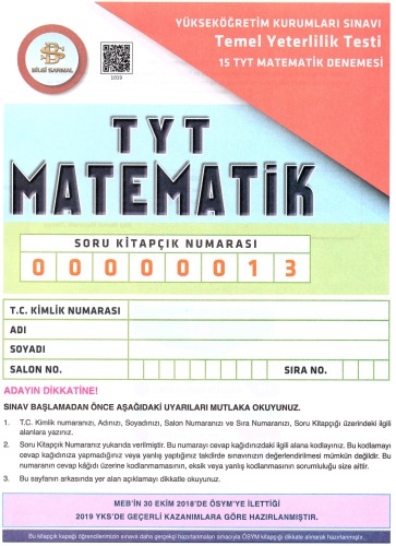 Bilgi Sarmal 15 TYT Mat Deneme 13