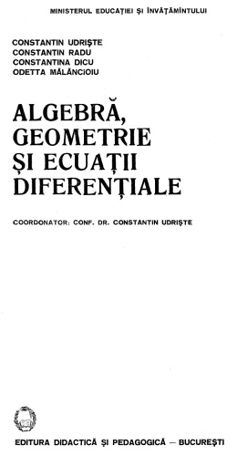 Algebră, geometrie și ecuații diferențiale