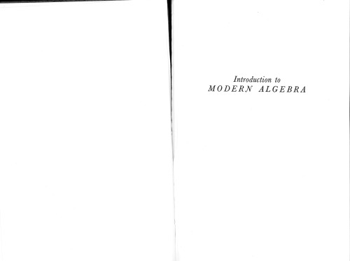 Introduction to Modern Algebra