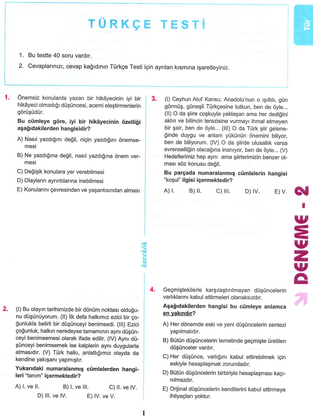 Karekök 12 TYT Deneme 2