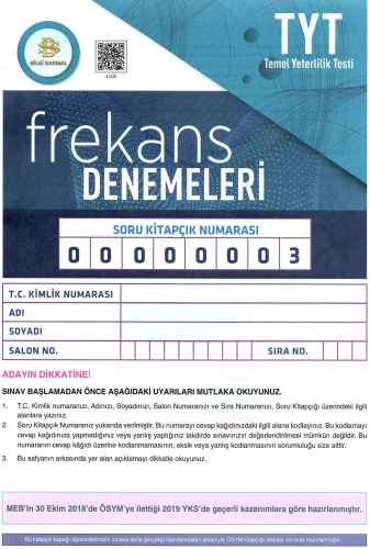 Bilgi Sarmal Frekans 4 TYT Deneme 3