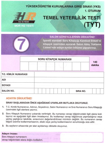 Hız ve Renk 10 TYT Deneme 7