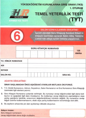 Hız ve Renk 10 TYT Deneme 6