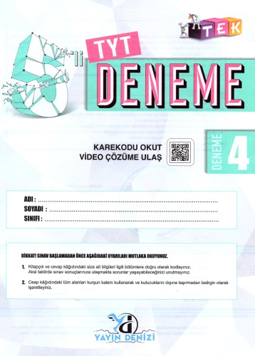 Yayın Denizi 5 TYT Deneme 4