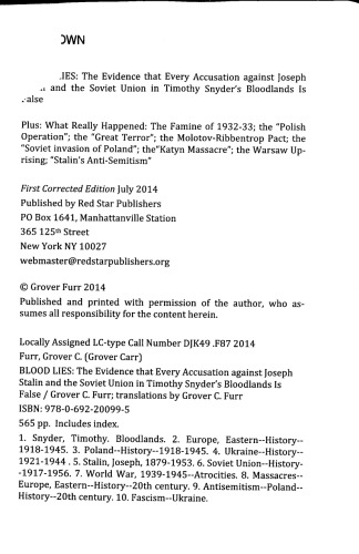 Blood Lies: The Evidence that Every Accusation against Joseph Stalin and the Soviet Union in Timothy Snyder’s 