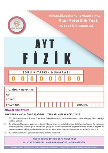 Bilgi Sarmal 25 Fizik AYT Deneme