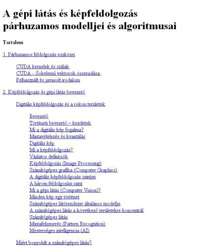 A gépi látás és képfeldolgozás párhuzamos modelljei és algoritmusai