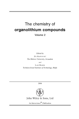 The chemistry of organo-lithium compounds. Vol. 2