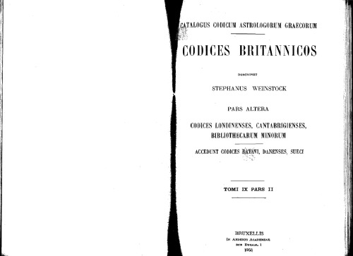 Codicum Codicum Astrologorum Graecorum. Britannicos