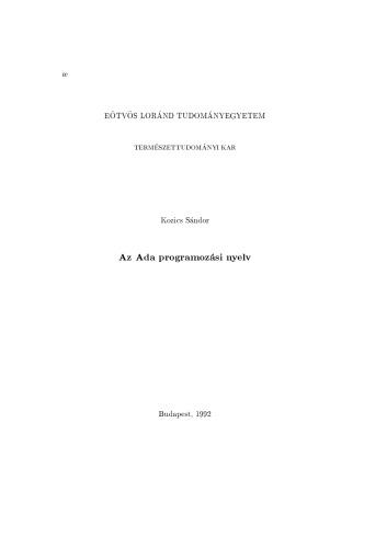Az ADA programozási nyelv