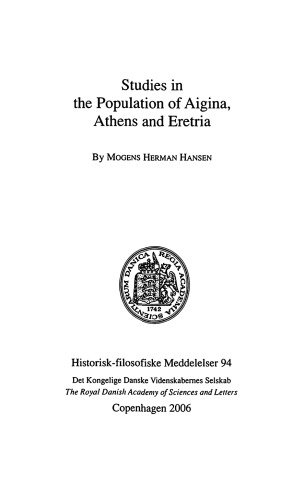 Studies in the Population of Aigina, Athens and Eretria