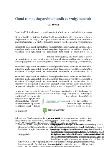 Cloud computing architektúrák és szolgáltatások