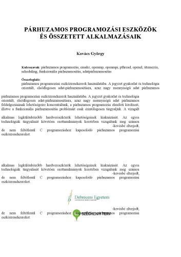 Párhuzamos programozási eszközök és összetett alkalmazásaik