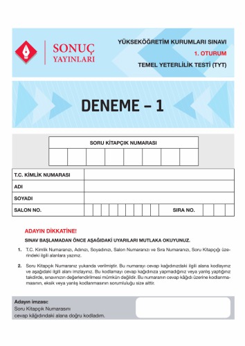 Sonuç Yayınları 5 TYT Deneme