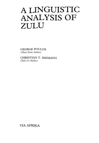 A Linguistic Analysis of Zulu