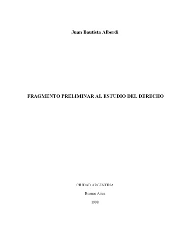Fragmento preliminar al estudio del derecho
