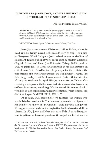 Dubliners, by James Joyce, and its Representation of the Irish Independence Process