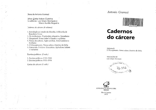 Cadernos do cárcere, Vol. 5: O Risorgimento. Notas sobre a história da Itália