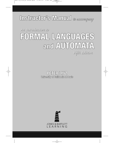 Instructor’s Manual Formal languages and Automata