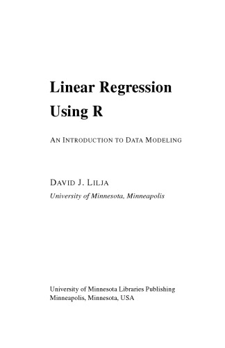 Linear Regression using R. An Introduction to Data Modeling