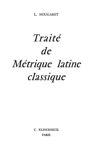 Traité de métrique latine classique