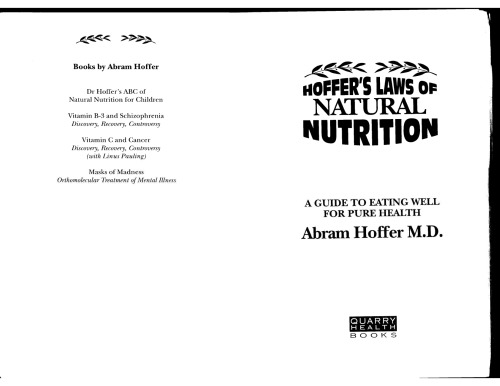 Hoffer’s Laws of Natural Nutrition