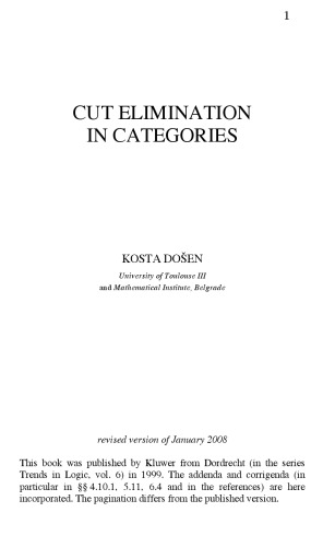 Cut elimination in categories