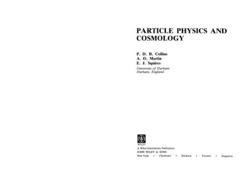 Particle Physics and Cosmology