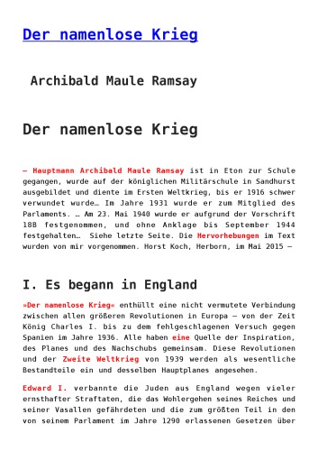 Der namenlose Krieg. Es begann in England