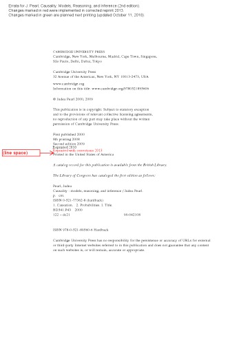 Errata for J. Pearl, Causality: Models, Reasoning, and Inference 2ed., 2013 printing