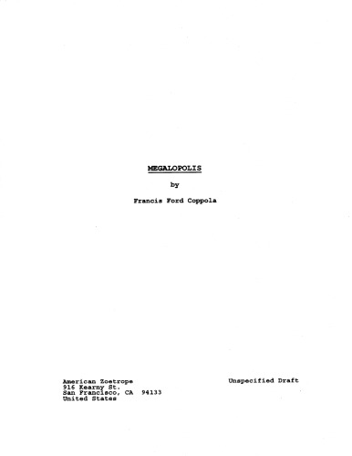 Megalopolis: a screenplay movie script
