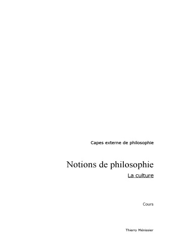 Notions philosophie CAPES CULTURE CNED