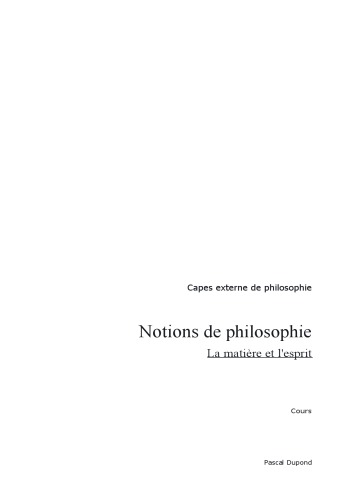 Notions philosophie CAPES MATIERE ET ESPRIT CNED