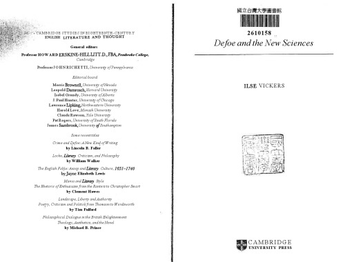 Defoe and the new sciences