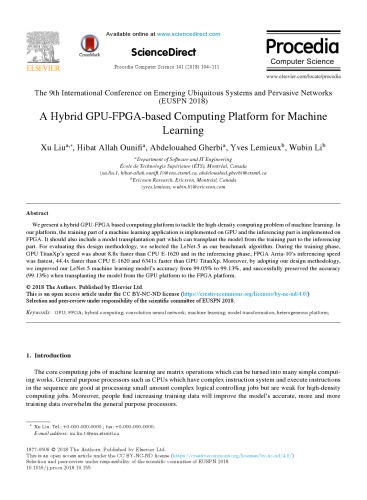 A Hybrid GPU-FPGA-based Computing Platform for MachineLearning