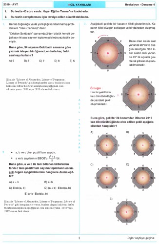 Acil Reaksiyon 10 AYT Matematik Deneme 4-B